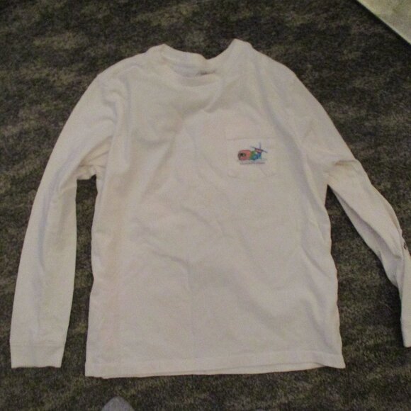 WHITE VINEYARD VINES LONG SLEEVE T SHIRT KIDS  7 KIDS - Picture 1 of 3